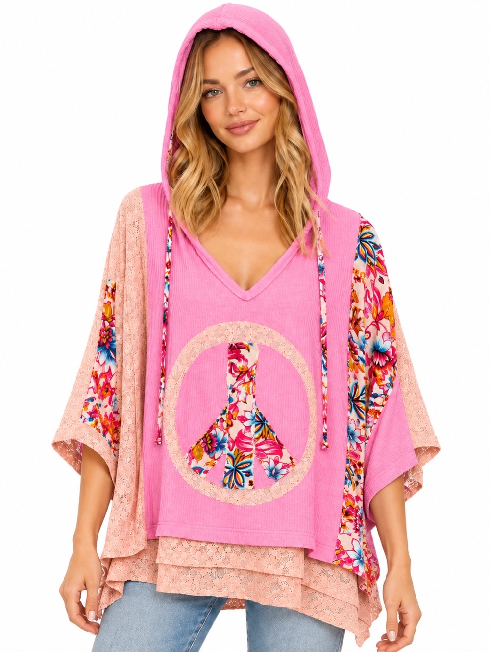 POL Peace Sign Poncho Tunic - Hooded - ☮️